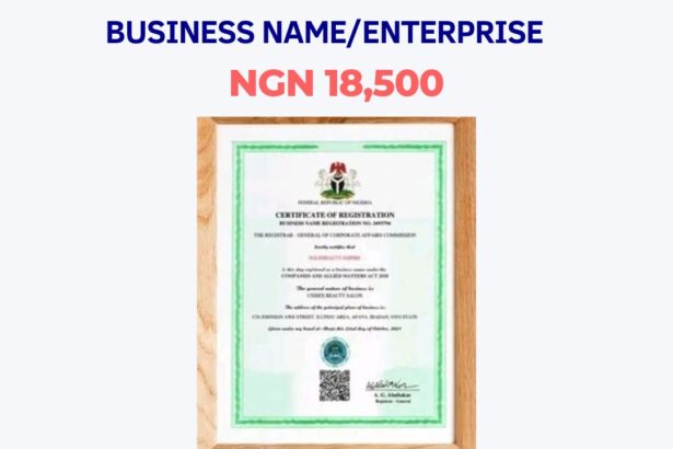 Business name CAC Certificate.